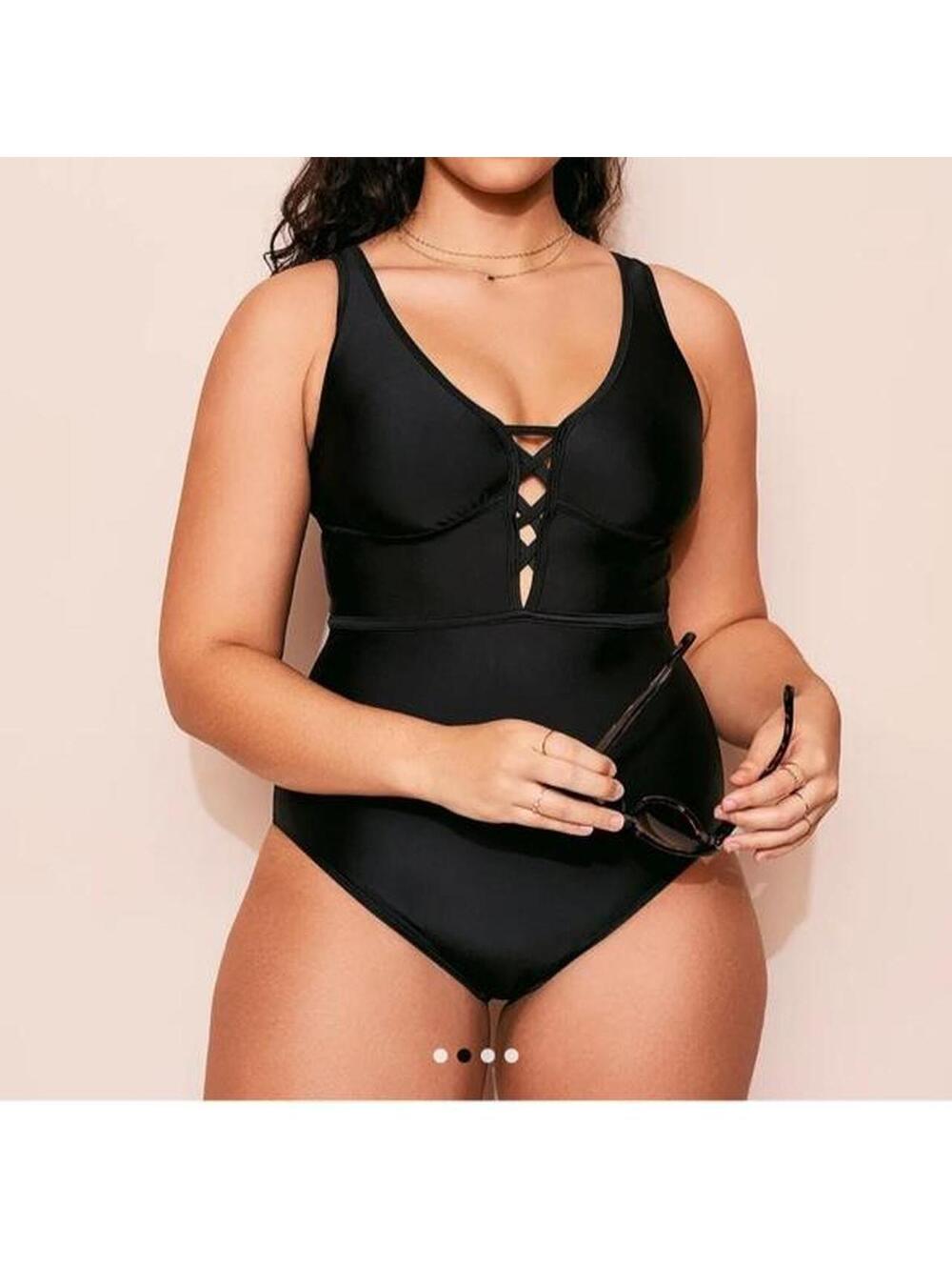 Adore Me Women's Black Swimsuit-one-piece sz 2X slimming full coverage NEW!